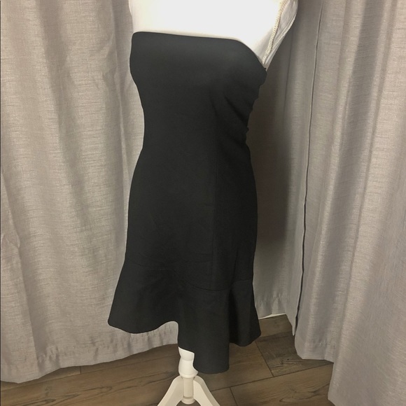 Theory Black Strapless Dress with Ruffles - Picture 3 of 8